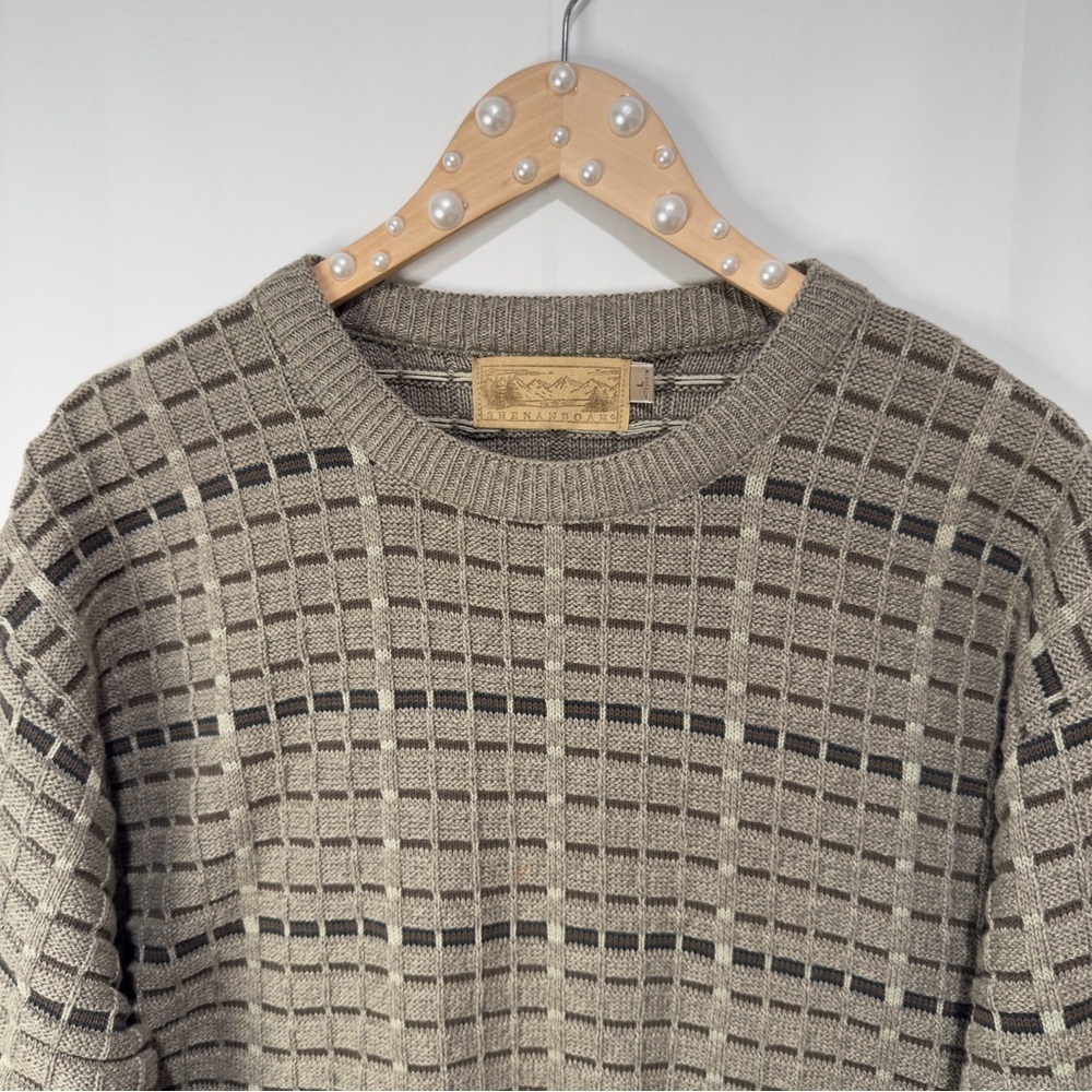 Vintage 90s Shenandoah Sweater, Grandma Sweater Brown Oversized Grandpa Crewneck - Picture 2 of 11